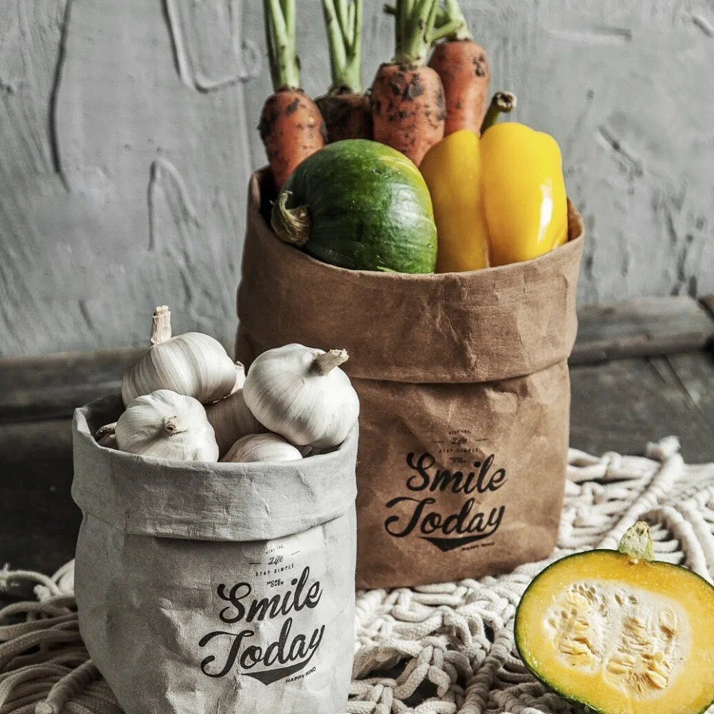 Washable Kraft Paper Nordic Storage Bag Smile Today Plants Flower Grow Container Sundries Food Storage Bags Organizer for Home
Washable Kraft Paper Nordic Storage Bag Smile Today Plants Flower Grow Container Sundries Food Storage Bags Organizer for Home