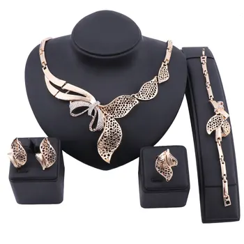 Fashion Gold Color Crystal Africa Style Necklace Earring Ring Party Dance Jewelry Set For Women Bridal Party Anniversary 
Fashion Gold Color Crystal Africa Style Necklace Earring Ring Party Dance Jewelry Set For Women Bridal Party Anniversary