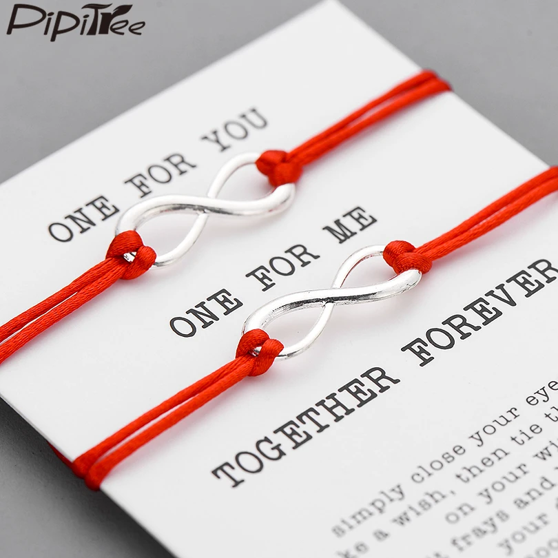 Pipitree 2pcs/set Together Forever Love Infinity Bracelet for Lovers Red String Couple Bracelets Women Men's Wish Jewelry Gift
Pipitree 2pcs/set Together Forever Love Infinity Bracelet for Lovers Red String Couple Bracelets Women Men's Wish Jewelry Gift