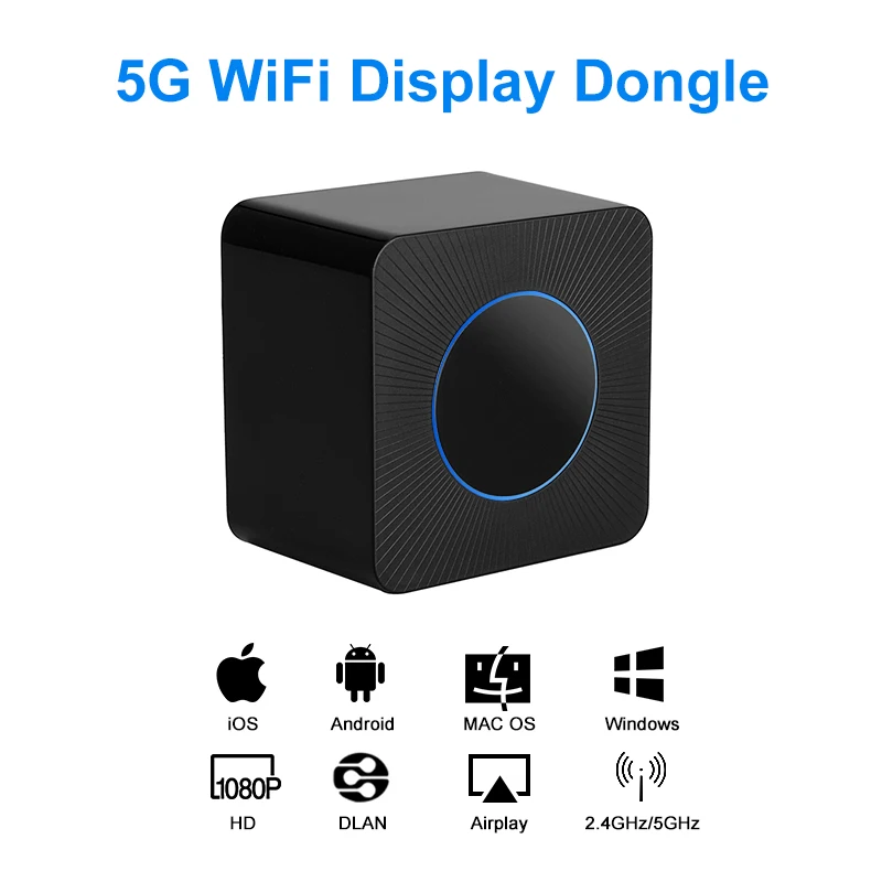 

AV HD WiFi Display Dongle 5G & 2.4G Dual-band Wireless Screen Mirroring Adapter 1080P H RJ45 Ethernet Port Screen Sharing Device