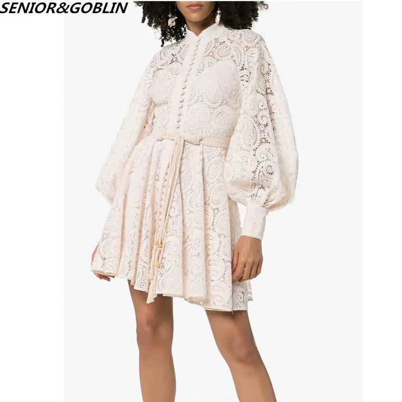 2019 High Quality Luxury Design Runway Dress Autumn Women Sexy High Waist Lace Hollow Out Lantern Sleeve Mini Dresses Whith Belt
2019 High Quality Luxury Design Runway Dress Autumn Women Sexy High Waist Lace Hollow Out Lantern Sleeve Mini Dresses Whith Belt