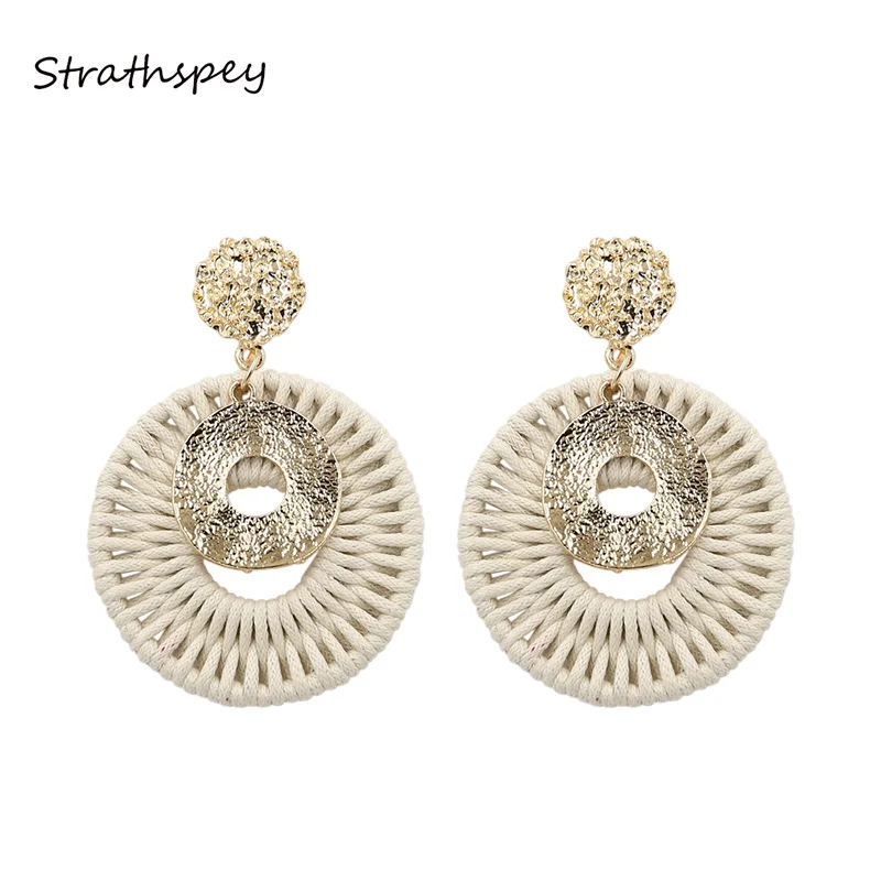 STRATHSPEY Geometric Round Rope Drop Earrings For Women Gold Color Hammered Vintage earring Big Earing Jewelry oorbellen
STRATHSPEY Geometric Round Rope Drop Earrings For Women Gold Color Hammered Vintage earring Big Earing Jewelry oorbellen