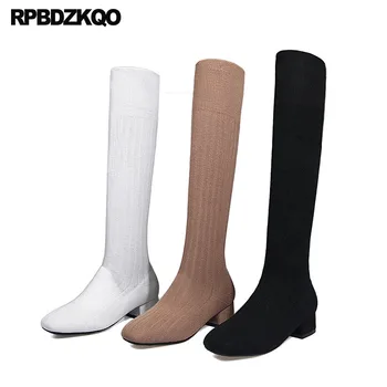 Knee High Thigh Over The Shoes Women Boots Winter 2018 Sock Casual Autumn Elegant Square Toe White Long Stretch Slim Fur Knit 
Knee High Thigh Over The Shoes Women Boots Winter 2018 Sock Casual Autumn Elegant Square Toe White Long Stretch Slim Fur Knit