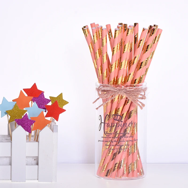 25pcs Gold Sliver Bronzing Mixed Strip Paper Straws Kids Baby Shower Birthday Party Wedding Party DIY Decoration Drinking Straws
25pcs Gold Sliver Bronzing Mixed Strip Paper Straws Kids Baby Shower Birthday Party Wedding Party DIY Decoration Drinking Straws