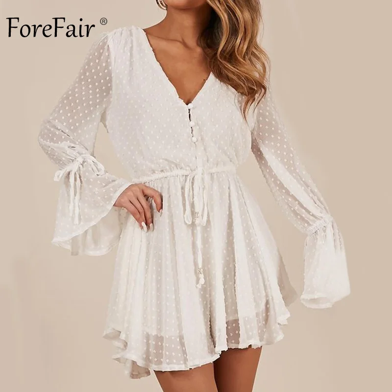 Forefair Chiffon Playsuit Women Elegant Summer Rompers Long Sleeve Tunic Elastic Waist V Neck Ruffle Pink White Sexy Jumpsuit
Forefair Chiffon Playsuit Women Elegant Summer Rompers Long Sleeve Tunic Elastic Waist V Neck Ruffle Pink White Sexy Jumpsuit