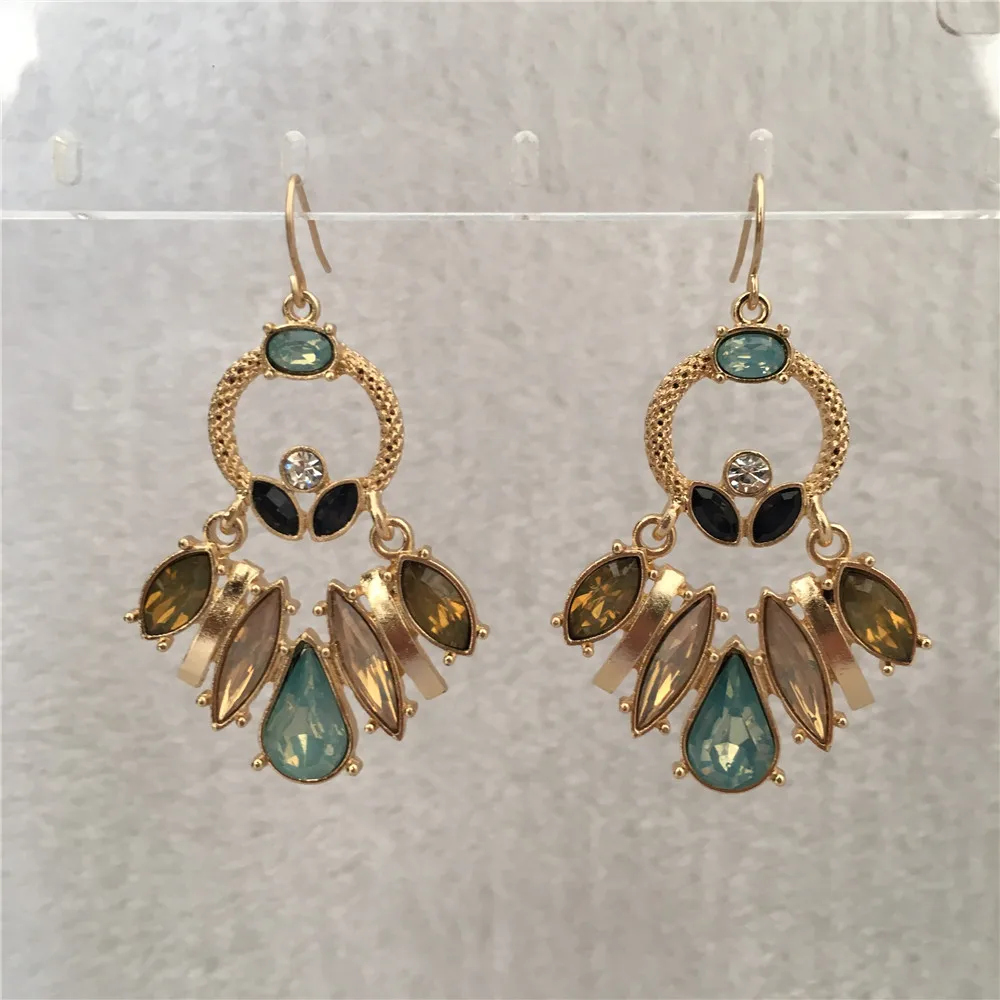 Trendy gold color irregular multi color mint opal olive stone fishhook statement earring Party
Trendy gold color irregular multi color mint opal olive stone fishhook statement earring Party
