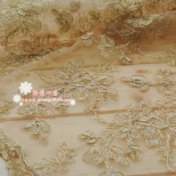 2 Yard/Lot 120Cm Width beautiful golden embroidery threads lace fabric clothes accessory handmade diy fabric
2 Yard/Lot 120Cm Width beautiful golden embroidery threads lace fabric clothes accessory handmade diy fabric