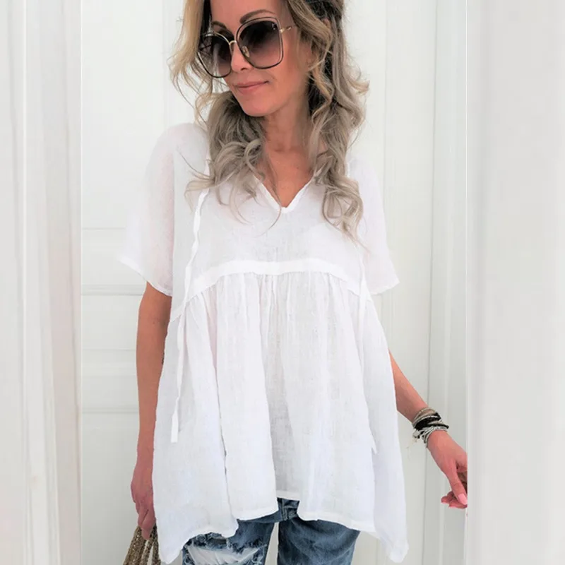 Summer Refreshing Sexy V-neck Tops Ruffled Sleeves Polyester Multicolor Short-sleeved T-shirt Plus Size Shirt Bohemian Style
Summer Refreshing Sexy V-neck Tops Ruffled Sleeves Polyester Multicolor Short-sleeved T-shirt Plus Size Shirt Bohemian Style