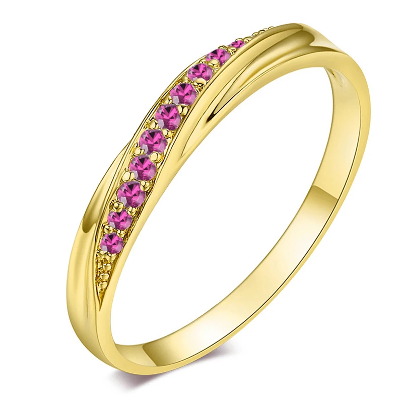 AMORUI Simple Round Wedding Band AAA Cubic Zirconia Engagement Ring Bijoux Bague Femme Rose GoldSilver Ring Anillos Mujer Gift (3)