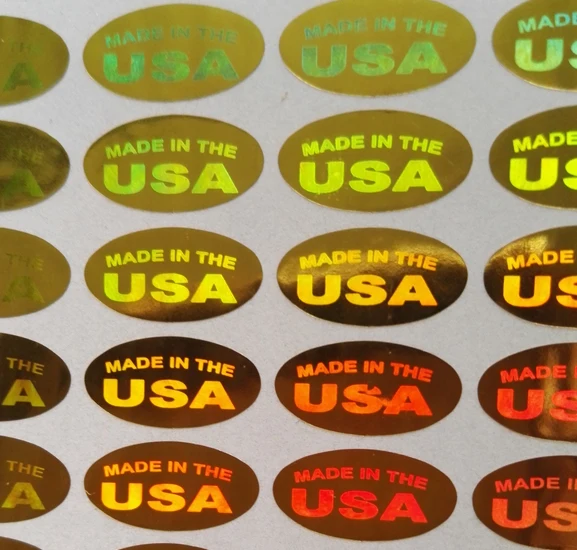 500pcs "MADE IN THE USA" silver/gold color holograms seal stickers 13x6.5mm oval shape
500pcs "MADE IN THE USA" silver/gold color holograms seal stickers 13x6.5mm oval shape