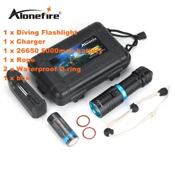 

Alonefire DV30 2000 Lumens Cree XM-L2 LED Diving Flashlight Torch 100M Underwater Waterproof Scuba Lantern+26650 Battery+Charger