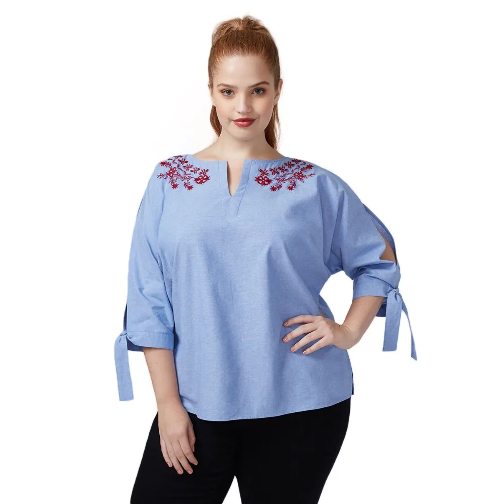 Plus Size Floral Embroidery Split Collar Cut Out Blouse Women Half Sleeve Loose Bowknot Shirt Casual Fashion Tops 6XL 7XL
Plus Size Floral Embroidery Split Collar Cut Out Blouse Women Half Sleeve Loose Bowknot Shirt Casual Fashion Tops 6XL 7XL