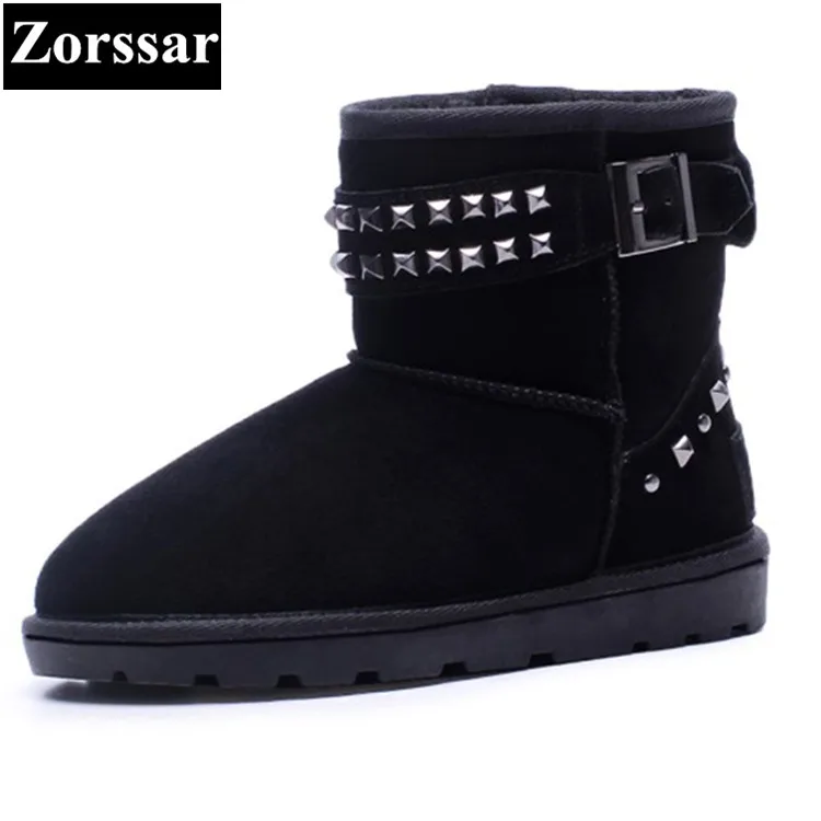 {Zorssar} 2017 NEW winter warm plush Womens Boots cow suede flat heel ankle snow Boots fashion rivets flats women shoes
{Zorssar} 2017 NEW winter warm plush Womens Boots cow suede flat heel ankle snow Boots fashion rivets flats women shoes