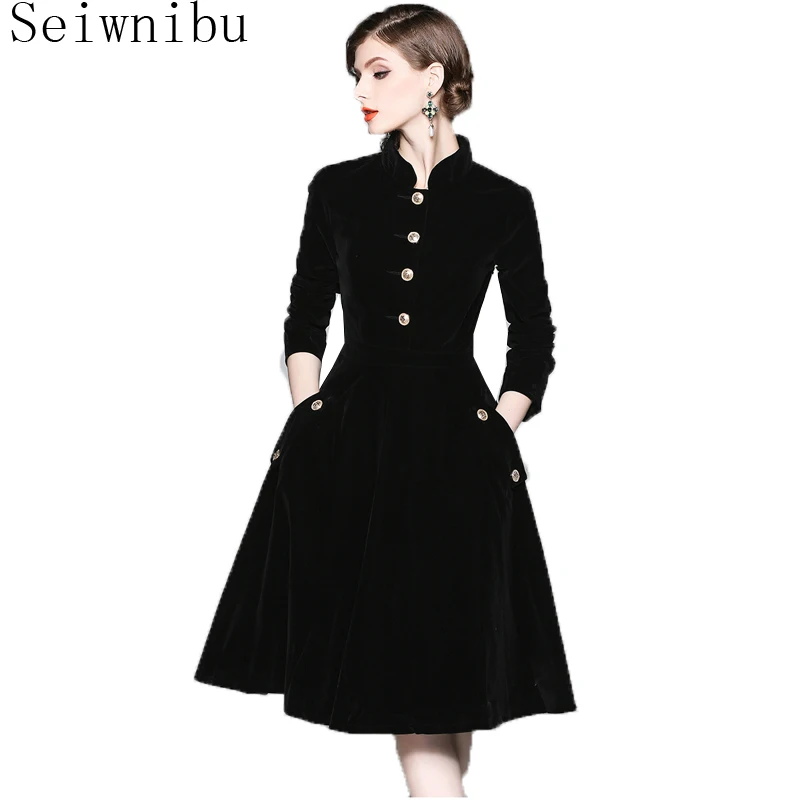 Seiwnibu Elegant Black Velvet Dress Winter Dresses Retro Women 2018 Audrey Hepburn Long Sleeve Ladies Office Dress Vestidos Robe
Seiwnibu Elegant Black Velvet Dress Winter Dresses Retro Women 2018 Audrey Hepburn Long Sleeve Ladies Office Dress Vestidos Robe