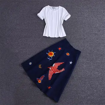 Women Clothes Set 2018 High Quality Spring Summer Runway Sets Short Sleeve T-Shirt Top + Embroidery Skirt Suits DX0615
Women Clothes Set 2018 High Quality Spring Summer Runway Sets Short Sleeve T-Shirt Top + Embroidery Skirt Suits DX0615