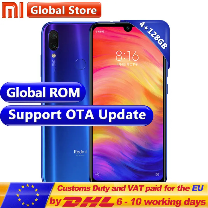 Global ROM Xiaomi Redmi Note 7 128GB ROM 4GB RAM Mobilephone S660 Octa Core 4000mAh 6.3" 2340*1080 48MP+13MP Camera Smartphone
Global ROM Xiaomi Redmi Note 7 128GB ROM 4GB RAM Mobilephone S660 Octa Core 4000mAh 6.3" 2340*1080 48MP+13MP Camera Smartphone