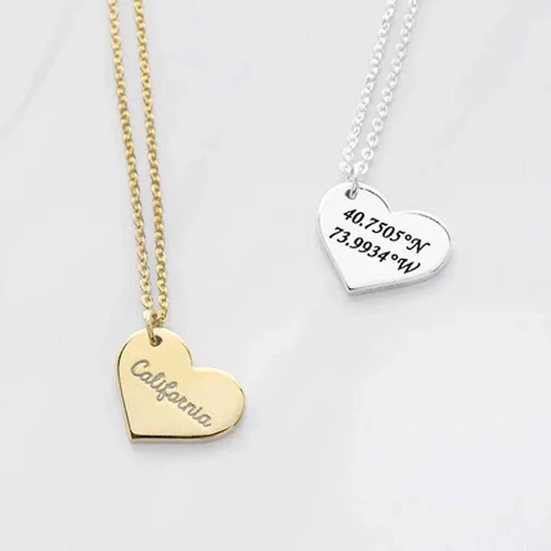 Ufine Personalized name or GPS position fashion heart pendant Necklace cooper high quality pendant necklace N2058
Ufine Personalized name or GPS position fashion heart pendant Necklace cooper high quality pendant necklace N2058