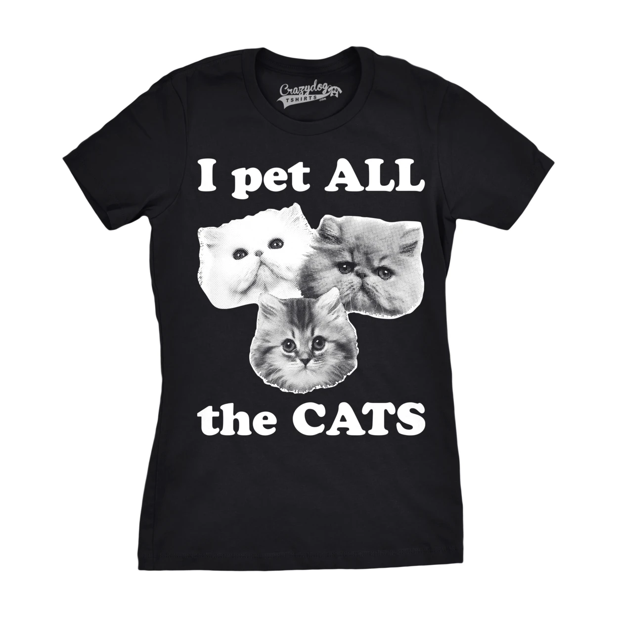 Womens I Pet All The Cats Funny Cat Face T shirts Hilarious Kitten Novelty T shirt