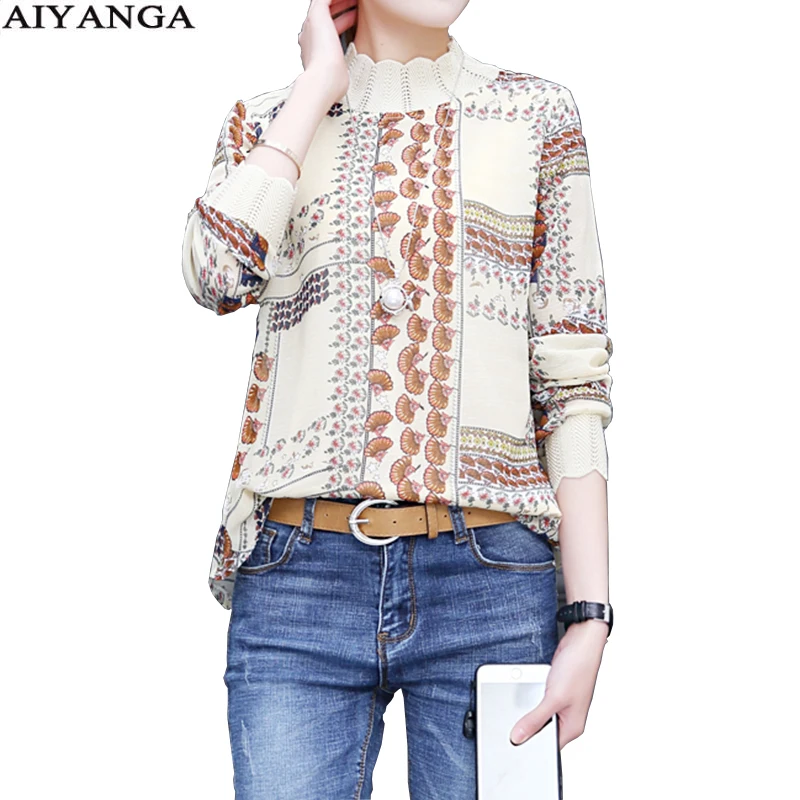 Vintage Print Chiffon Blouses Women Long Sleeve Shirts 2018 Spring Summer Tops O Neck Female Slim Fashion
Vintage Print Chiffon Blouses Women Long Sleeve Shirts 2018 Spring Summer Tops O Neck Female Slim Fashion