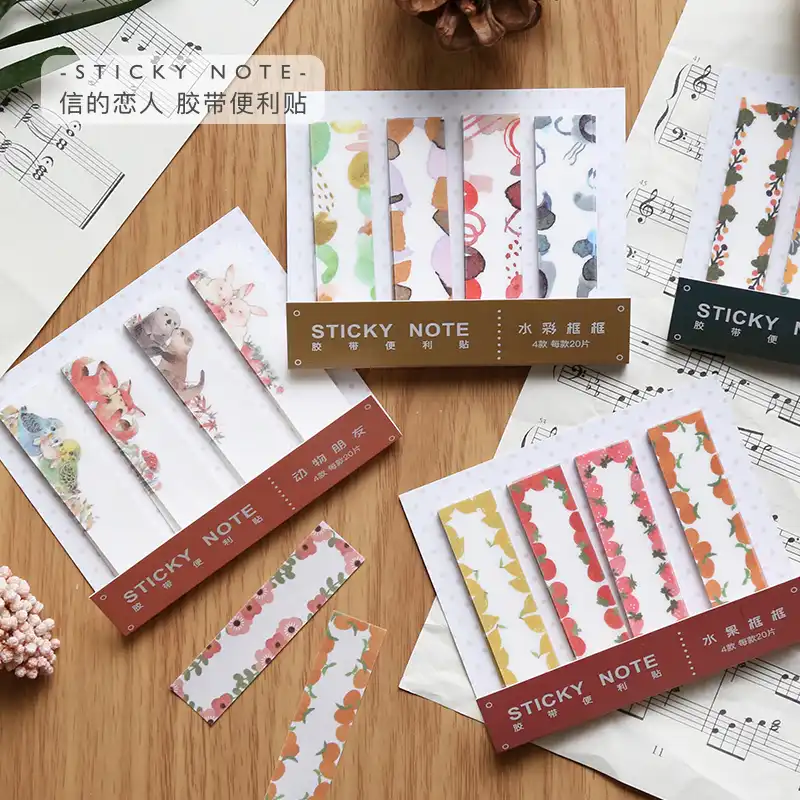 Morandi印象シリーズn回付箋かわいいフルーツフラワーアニマルメモパッド学用品の装飾日本の文具 Gooum