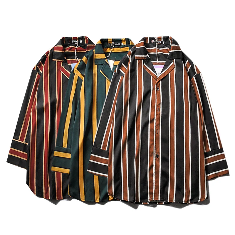 Ertical Stripe Beach Shirts Streetwear Men Summer Hip Hop Pocket Seven point Sleeve Shirts 2019 Male Fashion Turn-down Shirt
Ertical Stripe Beach Shirts Streetwear Men Summer Hip Hop Pocket Seven point Sleeve Shirts 2019 Male Fashion Turn-down Shirt