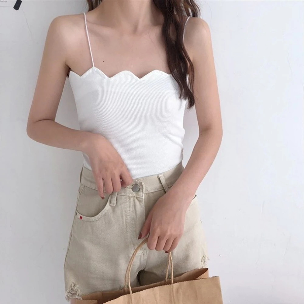 Women Knitted Solid Color Crop Tops Camis Camisole Sexy Tank Tops Vest Off Shoulder Halter Blouse Stretch T-Shirt Strips 2019
Women Knitted Solid Color Crop Tops Camis Camisole Sexy Tank Tops Vest Off Shoulder Halter Blouse Stretch T-Shirt Strips 2019