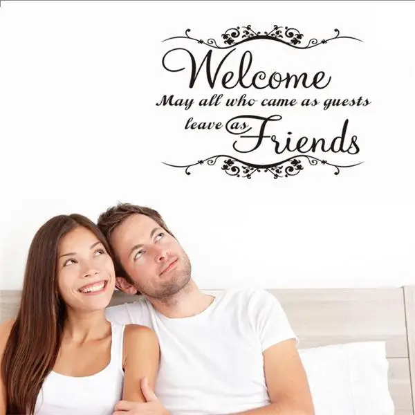 Welcome my friends quote wall stickers greeting words for door window decorative home decor black color mural art wallpaper
Welcome my friends quote wall stickers greeting words for door window decorative home decor black color mural art wallpaper