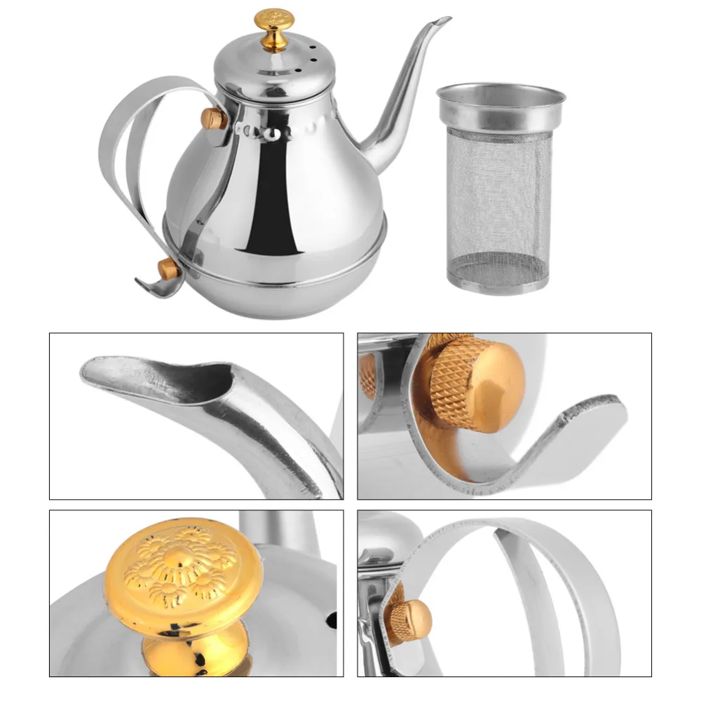 1.2L Tea Filter Pot Gooseneck Pot Pouring Kettle Stainless Steel Coffee Tea Cold Kettle With Filter Tea Set
1.2L Tea Filter Pot Gooseneck Pot Pouring Kettle Stainless Steel Coffee Tea Cold Kettle With Filter Tea Set