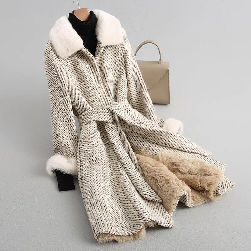 Real Fur Coat Winter Jacket Women Mink Fur Collar Warm Wool Coat Female Lamb Fur Liner Korean Tweed Coat KQN68247-1 MY1914
Real Fur Coat Winter Jacket Women Mink Fur Collar Warm Wool Coat Female Lamb Fur Liner Korean Tweed Coat KQN68247-1 MY1914
