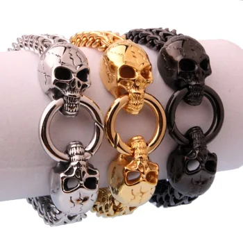 Men Skull Bracelets Stainless Steel Skulls Head Chain Bangle Bracelet Gothic Punk Biker Jewelry pulseira calavera
Men Skull Bracelets Stainless Steel Skulls Head Chain Bangle Bracelet Gothic Punk Biker Jewelry pulseira calavera