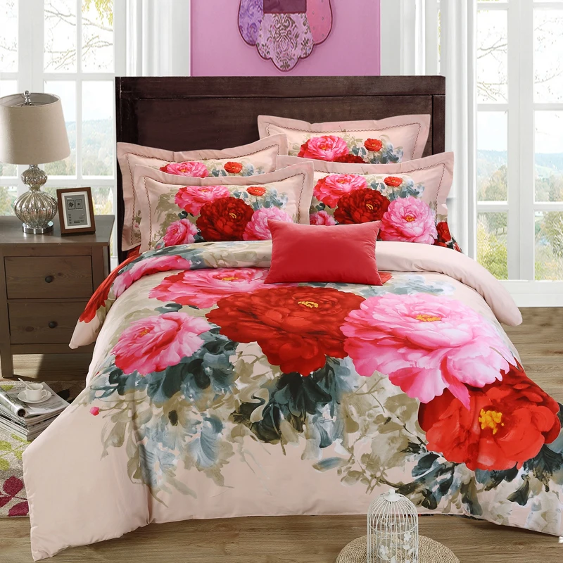 Colorful Fabric Flower Printed Bedding Set Queen King Size Cotton Duvet Cover Pillowcase Bed Sheets Home Textiles for Winter 
Colorful Fabric Flower Printed Bedding Set Queen King Size Cotton Duvet Cover Pillowcase Bed Sheets Home Textiles for Winter