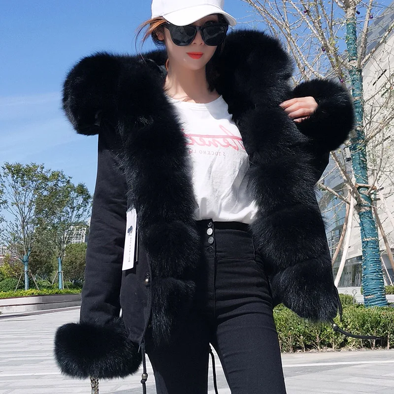 2018 short women outwear thick warm real fox fur collar coat Faux fur Liner parka winter jacket
2018 short women outwear thick warm real fox fur collar coat Faux fur Liner parka winter jacket