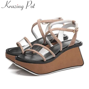 Krazing Pot peep round toe buckle strap limited customization wedges platform high bottom art design gladiator shoes sandalsL01
Krazing Pot peep round toe buckle strap limited customization wedges platform high bottom art design gladiator shoes sandalsL01