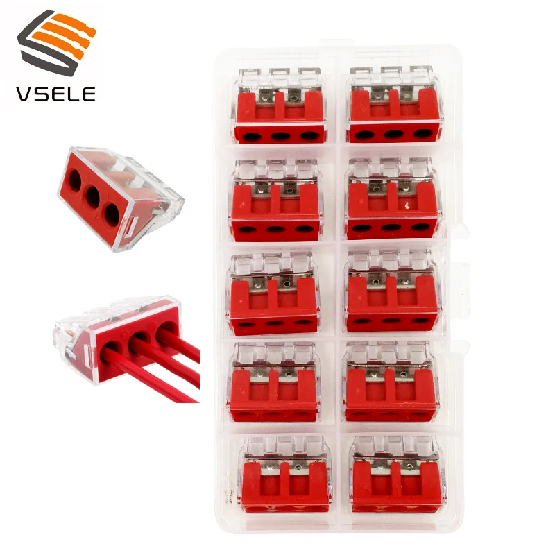 10pcs/lot VSE-103D-A soild wire connectors 2.5-6mm2 3p plug type spring clamping mini 773-173 connectors compact terminal block
10pcs/lot VSE-103D-A soild wire connectors 2.5-6mm2 3p plug type spring clamping mini 773-173 connectors compact terminal block