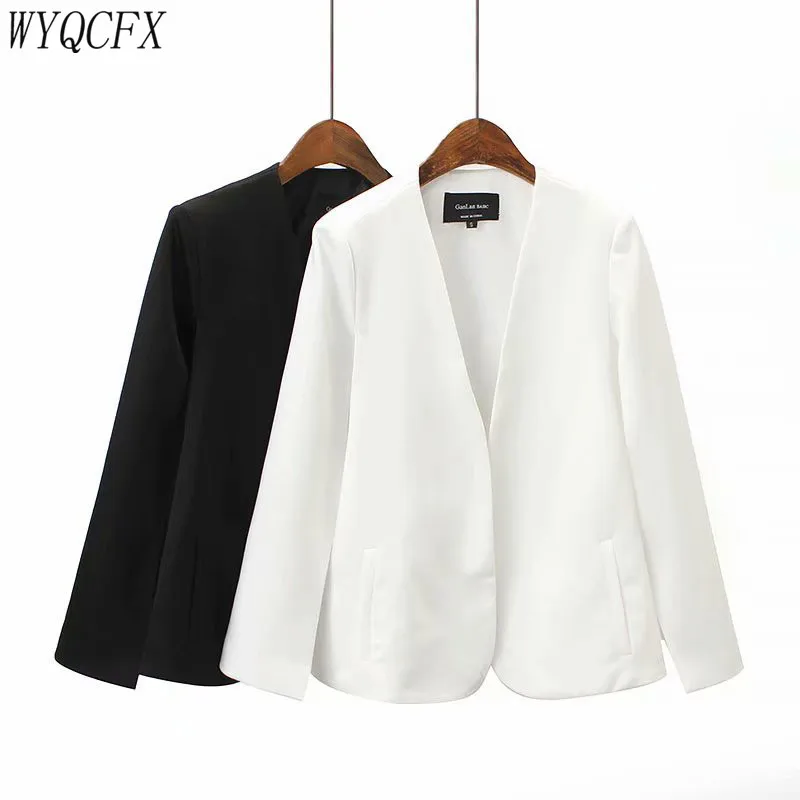 2019 split design Women Jacket cloak suit coat Spring Autumn Female black white casual outerwear elegant chic V-Neck pocket tops
2019 split design Women Jacket cloak suit coat Spring Autumn Female black white casual outerwear elegant chic V-Neck pocket tops