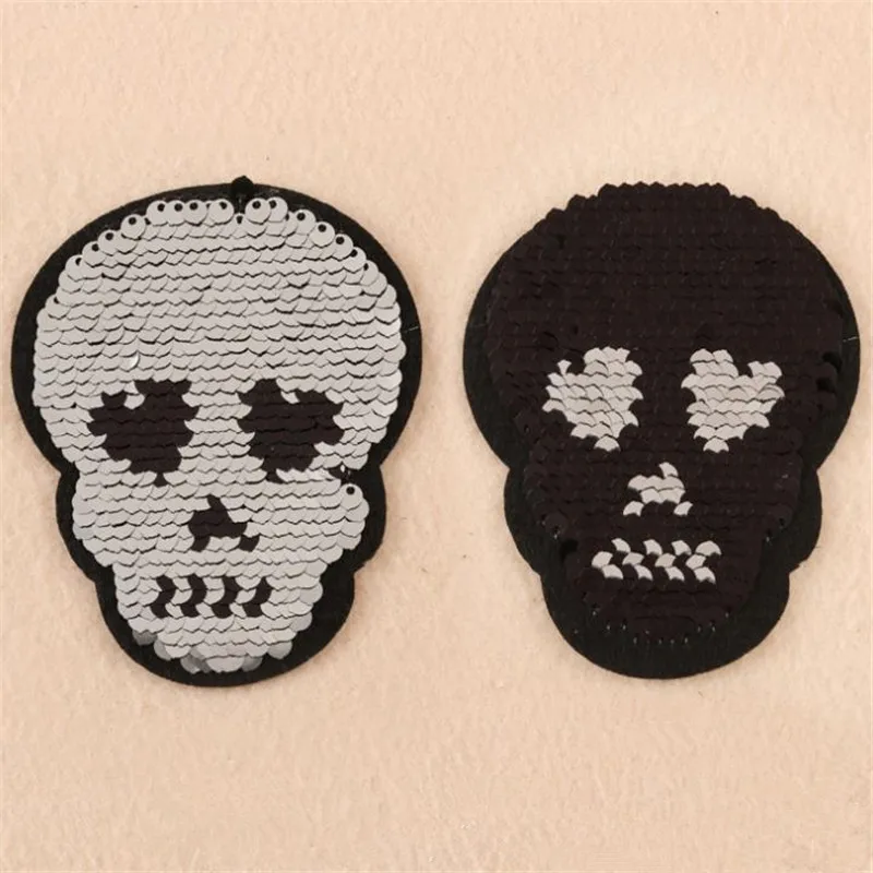 Reversible change color sequins patch deal with it clothes black skull head iron on patches for clothing t shirt women stickers
Reversible change color sequins patch deal with it clothes black skull head iron on patches for clothing t shirt women stickers