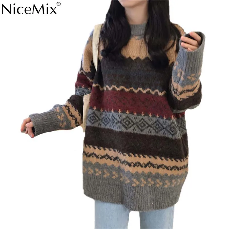 NiceMix Winter Harajuku Women Vintage Sweaters And Geometric Jumpers Knitted Pullovers Korean Streetwear Pull Hiver Femme 2019
NiceMix Winter Harajuku Women Vintage Sweaters And Geometric Jumpers Knitted Pullovers Korean Streetwear Pull Hiver Femme 2019