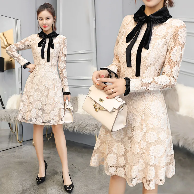 spring 2018 long sleeved lace princess dress velvet ribbon bow turn-down collar a-line dress
spring 2018 long sleeved lace princess dress velvet ribbon bow turn-down collar a-line dress