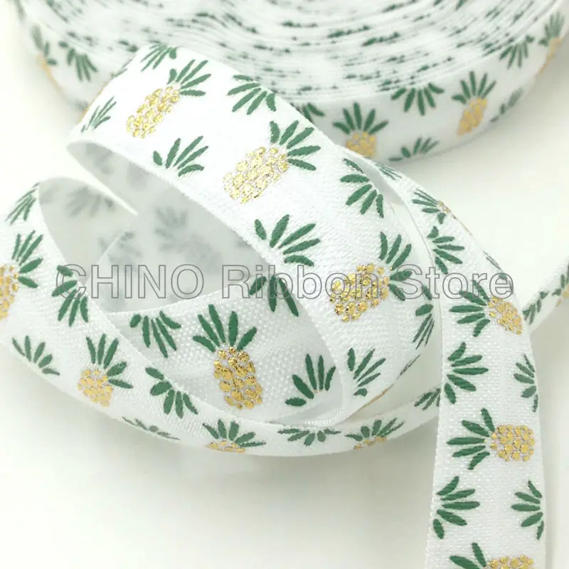 10 yards 5/8" High Quality Gold Foil Pineapple Print White Fold Over Elastic Ananas Print FOE Ribbon for DIY Hair Accessory
10 yards 5/8" High Quality Gold Foil Pineapple Print White Fold Over Elastic Ananas Print FOE Ribbon for DIY Hair Accessory