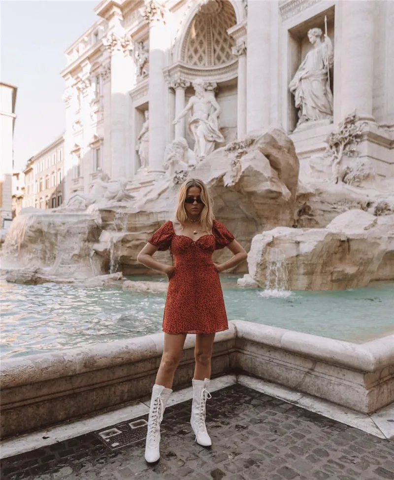venus red squiggle dress