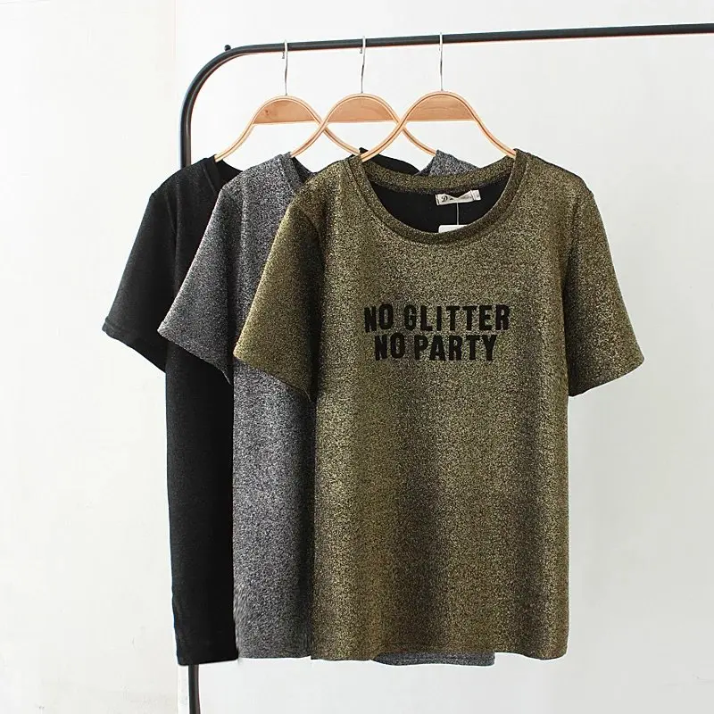 oversized Plus Size T Shirt Gold Silver Lurex Letter Printing t-shirt Women Short Sleeve Tops Tshirt Summer Tee Shirt
oversized Plus Size T Shirt Gold Silver Lurex Letter Printing t-shirt Women Short Sleeve Tops Tshirt Summer Tee Shirt