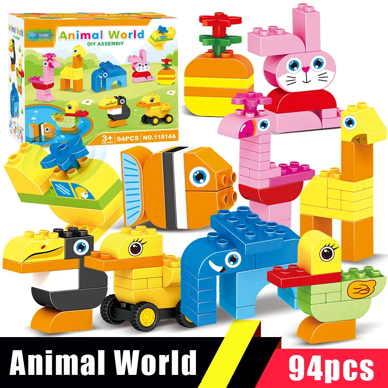 Colorful DIY Creator Big Building Blocks Animal World Elephant Fish Bird Figure Compatible Legoinglys Duploes Baby Kids Toys
Colorful DIY Creator Big Building Blocks Animal World Elephant Fish Bird Figure Compatible Legoinglys Duploes Baby Kids Toys