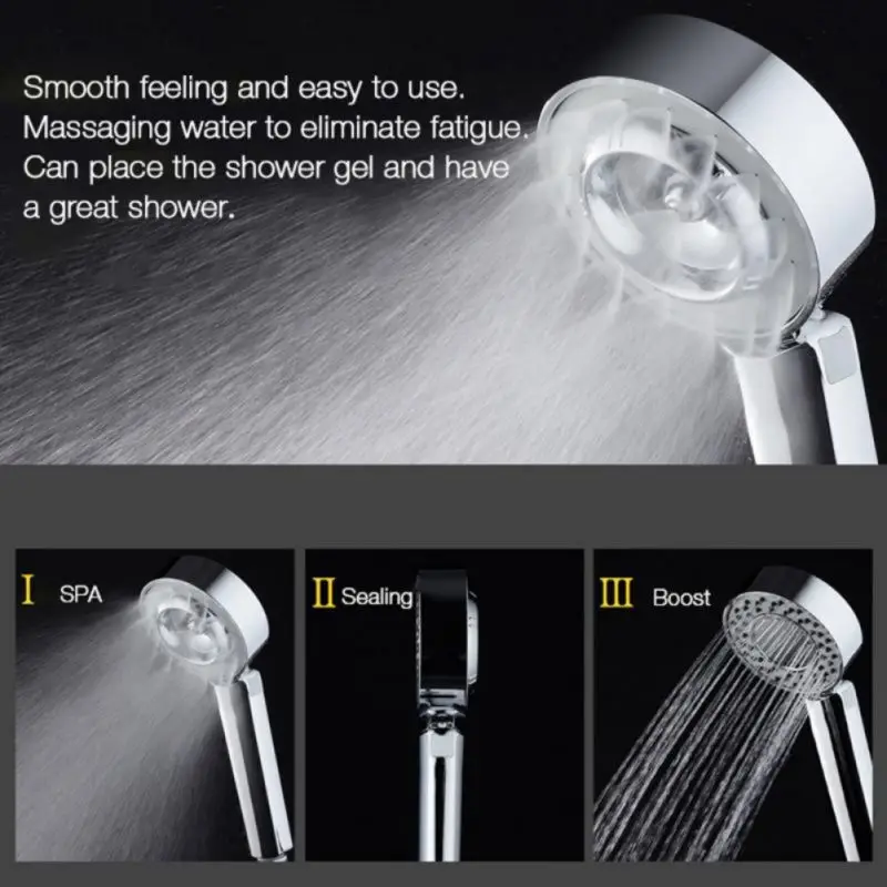 

3-Stage Magic SPA HandHeld Shower Head Bathroom Water Saving Pressure Energy Douche Mount Head