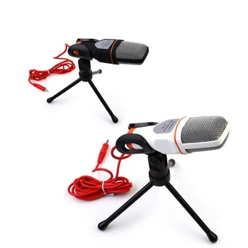 

3.5mm Audio Wired Stereo Condenser SF-666 Microphone With Holder Stand Clip For PC Chatting Singing Karaoke Laptop