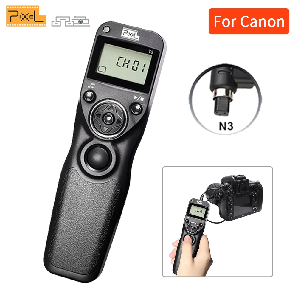 Pixel T3 N3 с проводным таймером затвора кабель дистанционного управления для Canon 7D 5D