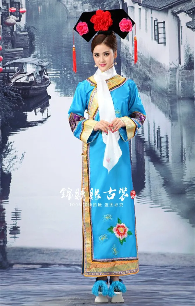 

The Qing Dynasty Princess Costume high-grade Huan Zhu Ge Ge with ancient gongsuo bead shade Manchu court dress wear women's
