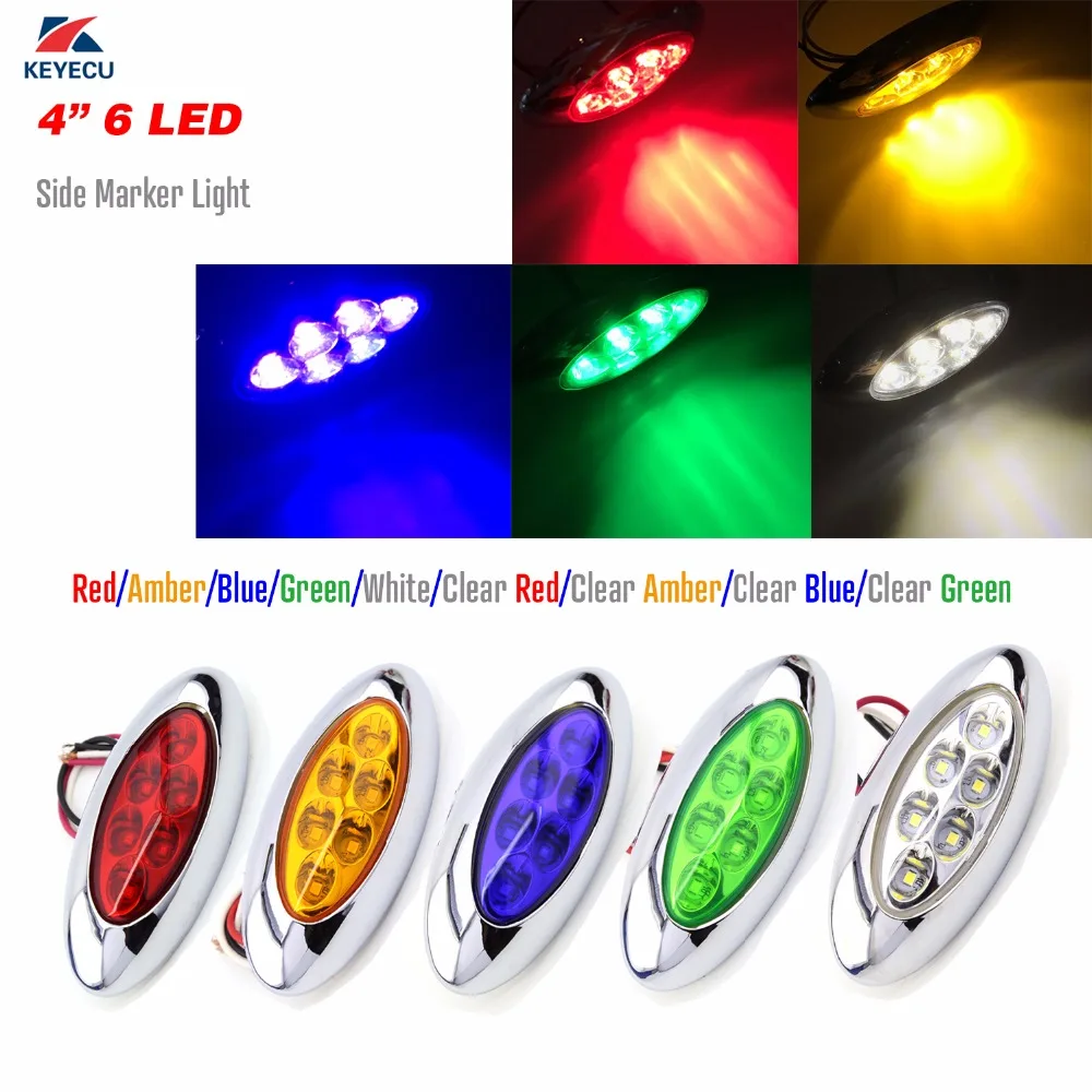 Keyecu 4PCS 4" 6 LED Super bright Oval Side Marker Light Fender Light with Chrome plating rings For truck Trailers 10-30V
Keyecu 4PCS 4" 6 LED Super bright Oval Side Marker Light Fender Light with Chrome plating rings For truck Trailers 10-30V