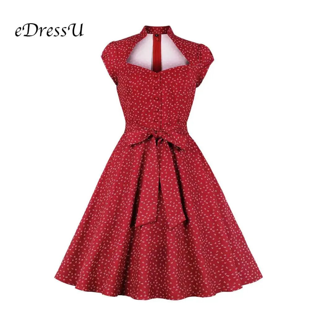 eDressU 1950s Vintage Summer Dress Burgundy Evening Party Dress Print Floral Sash Belt Daily Wear MXN-1893
eDressU 1950s Vintage Summer Dress Burgundy Evening Party Dress Print Floral Sash Belt Daily Wear MXN-1893