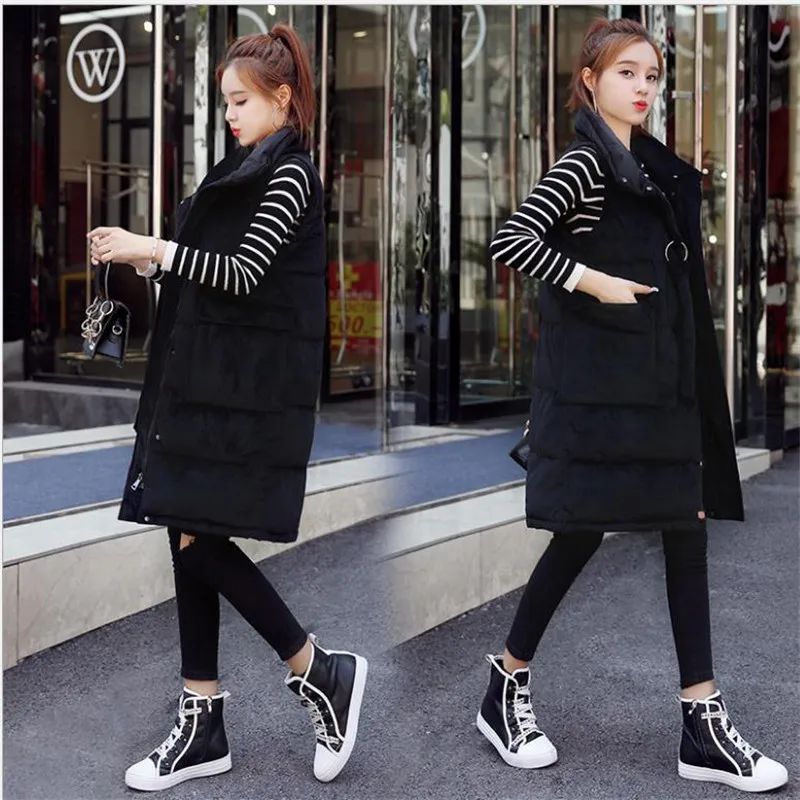 Winter Long Vest Women 2019 New Casual Stand Collar Single Breasted Velvet Fabric Female Thicken Waistcoat Warm Jacket CQ2653
Winter Long Vest Women 2019 New Casual Stand Collar Single Breasted Velvet Fabric Female Thicken Waistcoat Warm Jacket CQ2653