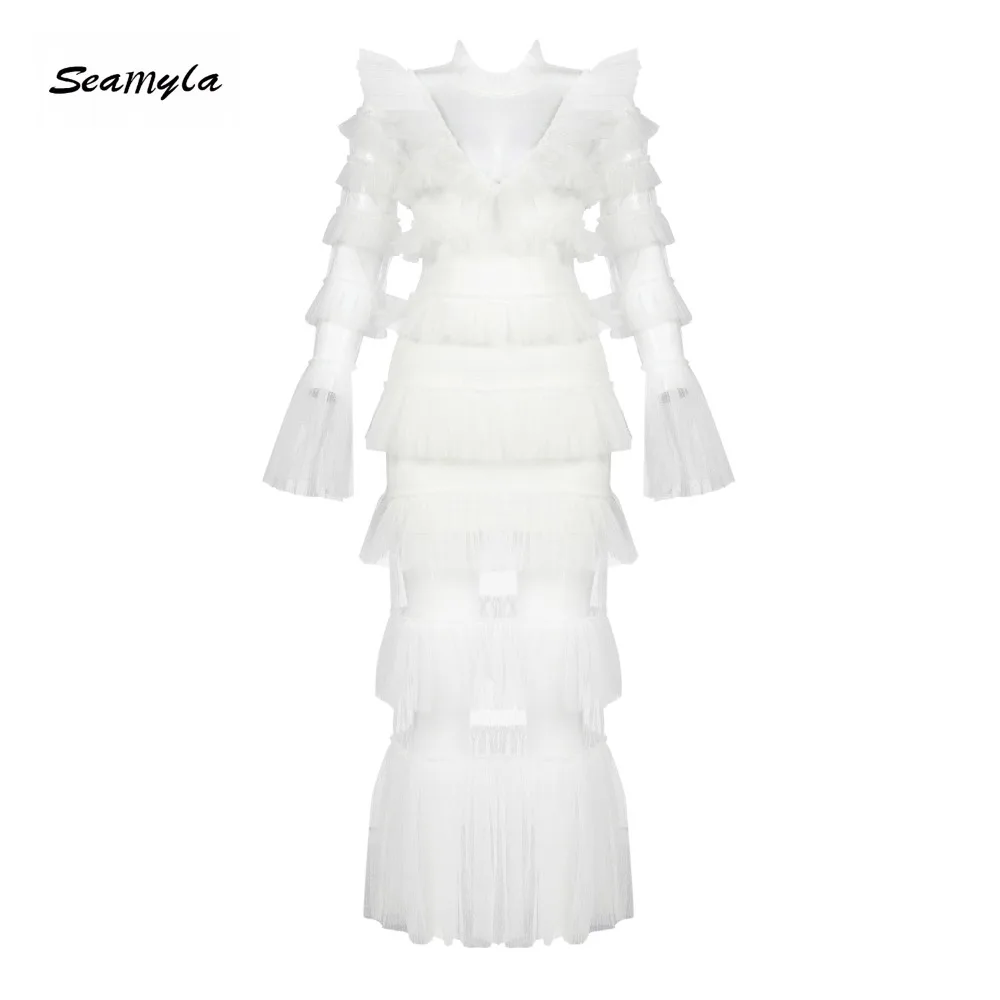 Seamyla 2019 Elegant Women Dress White Lace Long Sleeve Ruffles Maxi Dresses New Summer Sexy Celebrity Party Dress Clubwear
Seamyla 2019 Elegant Women Dress White Lace Long Sleeve Ruffles Maxi Dresses New Summer Sexy Celebrity Party Dress Clubwear